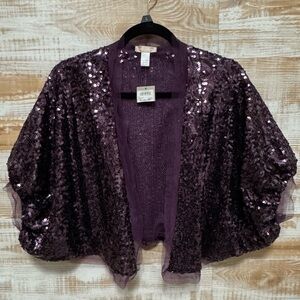 Nordstrom Signature Plum Purple Sequins Cardigan in OS (OneSize)